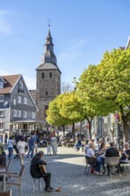 The old town centre of Hattingen, Untermarkt, church tower of the former Johanneskirche