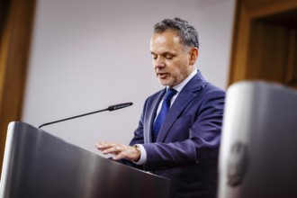 Caspar Veldkamp, Foreign Minister of the Netherlands, at a press conference at the Federal Foreign