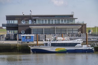 Neuharlingersiel, fast ferry, WattnExpress, from, to the island of Spiekeroog, Lower Saxony,