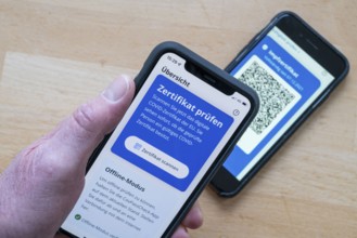 CovPassCheck app, for checking the digital vaccination certificate, on a smartphone, vaccinations