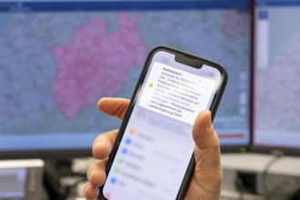Triggering of the test alarm on the warning day in North Rhine-Westphalia, in the situation centre