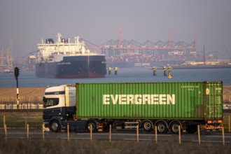 LNG tanker Rudolf Samoylovich, for liquefied natural gas in the seaport of Rotterdam, Maasvlakte2,