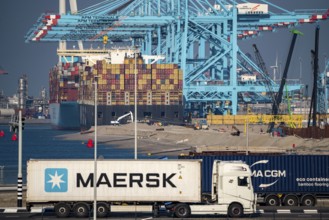 The seaport of Rotterdam, Netherlands, deep-sea harbour Maasvlakte 2, on an artificial land area