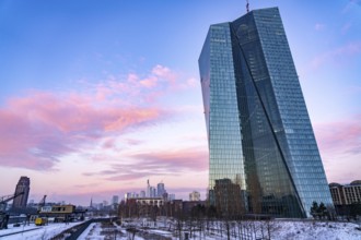 The skyline of Frankfurt am Main, skyscrapers of the banking district, building of the European