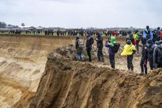 Many thousands of demonstrators march after a demonstration against the demolition of the lignite