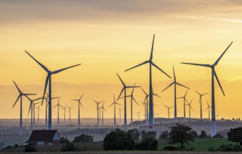 Wind farm, south of the village of Helmern, belongs to Bad Wünnenberg, Paderborn district, OWL,