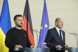 Volodymyr Zelensky (President of Ukraine) and Olaf Scholz (Chancellor of the Federal Republic of