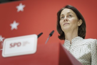 Katarina Barley, SPD lead candidate for the 2024 European elections, at a press conference