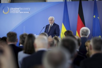 Federal President Frank-Walter Steinmeier recorded during the evening reception at the Ukraine