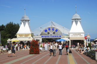 People at the pier in Miedzyzdroje, Western Pomerania, Baltic Sea, Poland, East Europe, Europe