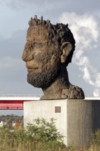 Echo of Poseidon, sculpture by sculptor Markus Lüpertz, Mercatorinsel, Ruhrort, Duisburg, North