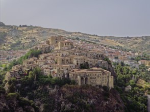 The castle and town of Oriolo, an Italian municipality in the province of Cosenza in the Pollino