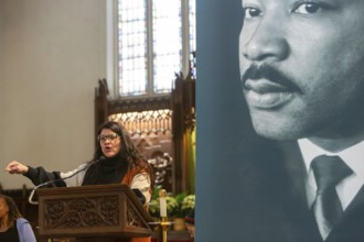 Detroit, Michigan USA, 15 January 2024, Congresswoman Rashida Tlaib was a featured speaker at the