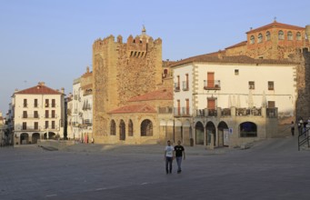 Torre de Bujaco tower in Plaza Mayor, Caceres, Extremadura, Spain, Europe