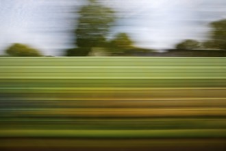 Long exposure from a moving train, Kamen, North Rhine-Westphalia, Germany, Europe