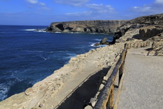 Cliff top footpath at Ajuy, Fuerteventura, Canary Islands, Spain, Europe