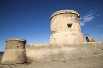 Eighteenth century fortified tower at Cabo de Gata village, Cabo de Gata natural park, Nijar,