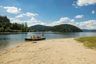 Bathing area and beach, Seebrugg, Schluchsee, Black Forest, Baden-Württemberg, Germany, Europe