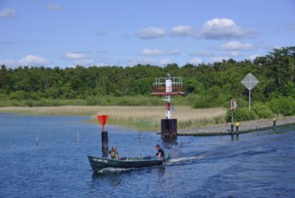 Europe, Germany, Mecklenburg-Western Pomerania, fishing boat on the Elde-Müritz waterway, small