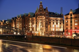 Europe, Germany, Hamburg, historic warehouse district, view from the customs canal to the former