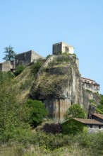 Stunning basalt organs rise above the village of Chilhac in Haute-Loire, Auvergne-Rhône-Alpes,