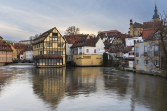 Eckert's Tavern, Regnitz, Blue Hour, Bamberg, Lower Franconia, Bavaria, Germany, Europe