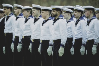 Marines of the guard battalion, photographed during a reception with military honours at the