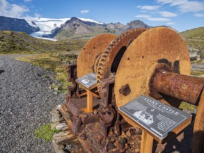 Memorial of the ship Clyne Castle, stranded at the sandy beach of the southern icelandic coast,