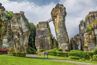 Externsteine, sandstone rock formation. Horn-Bad Meinberg, Teutoburg Forest, North