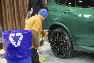 Detroit, Michigan USA - 9 January 2025 - Workers make last-minute preparations for the January 10