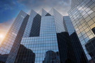 Canada, Montreal panoramic skyline in downtown financial, business and technology city center.,