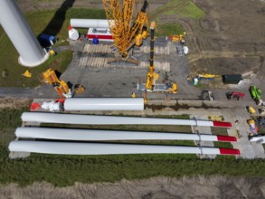 Dorsten, North Rhine-Westphalia, Germany, construction of a wind turbine, the first wind turbine of