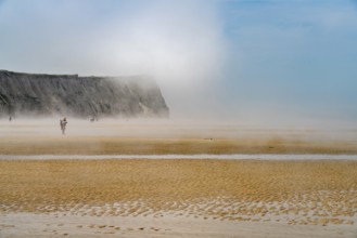 Fog on Cran d'Escalles beach on the Côte d'Opale or Opal Coast in Escalles, France, Europe