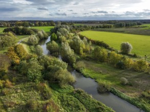 Bergkamen, Ruhr area, North Rhine-Westphalia, Germany, autumn landscape on the Seseke. The