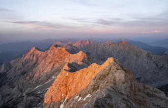 Impressive rocky mountain landscape, steep mountain ridge, Jubiläumsgrat with Alpspitze, mountain