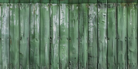 Banner with light green old vertical wooden planks. KI generiert, generiert AI generated