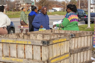 Detroit, Michigan - The nonprofit Forgotten Harvest distributes free food to residents of a