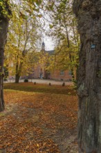 Manor house Hagen Castle in the municipality of Probsteierhagen, brick building, entrance, tower,