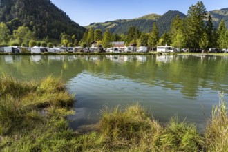 Campsite on the shores of Lake Walchsee, Tyrol, Austria, Europe