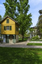 Garden house and Kneipp facility in the villa gardens of Überlingen, Baden-Württemberg, Germany.