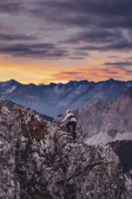 Trail running on the Grubigstein in the Tiroler Zugspitzarena in Tyrol in the Alps in Austria