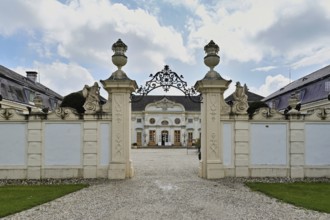 Entrance portal Baroque Halbturn Castle, Lake Neusiedl, Burgenland, Austria, Europe