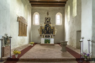 Interior and altar of the town church of St George in Arneburg, district of Stendal, Saxony-Anhalt,