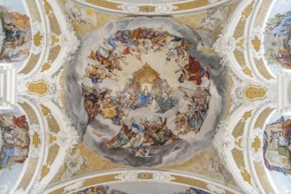 Painting on the vault of the Studienkirche Mariä Himmelfahrt in Dillingen an der Donau, Bavaria,