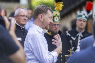 Minister-President Michael Kretschmer visits Schneeberg on the occasion of the mining dispute day,