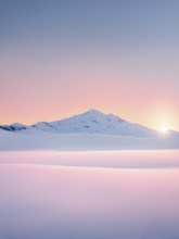 Illustration of a cold winter sunrise, represented by a minimalist gradient of soft pastel pinks