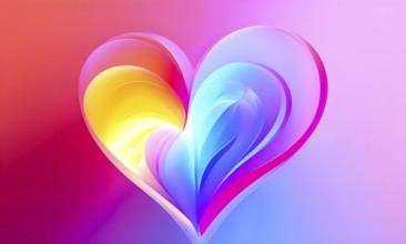 Minimalist heart shape pulsing with vibrant colors, softly expanding and contracting to evoke