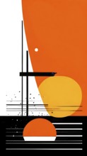 Abstract minimalist illustration wallpaper design accentuated with vibrant orange color, AI