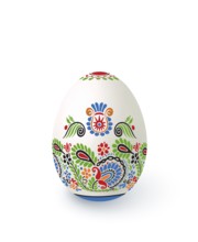 Floral motif painted Easter egg over white background, vector illustration