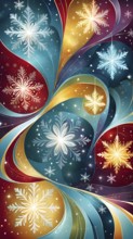 Abstract illustration wallpaper of different Christmas symbols, vibrant colors and soft swirling